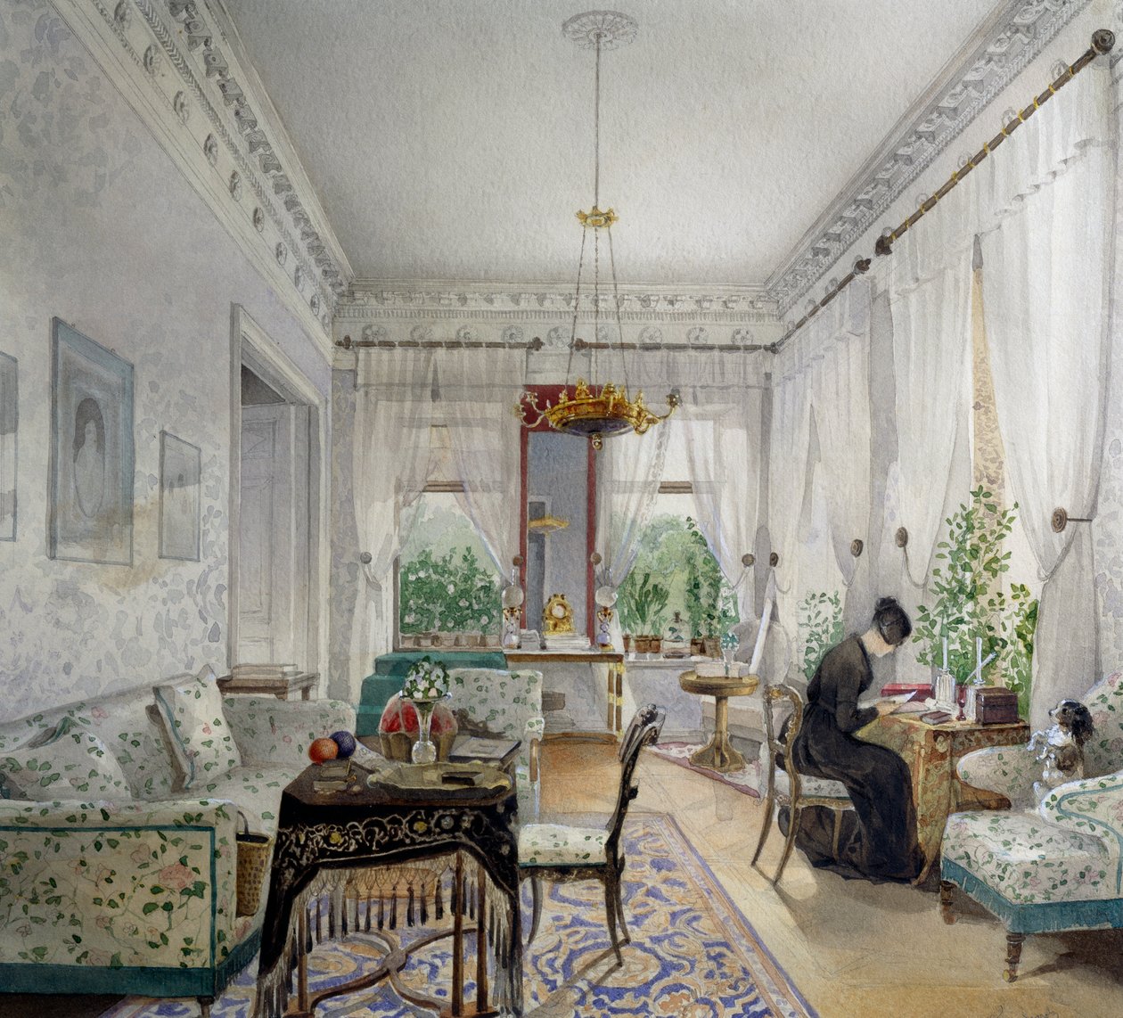 Lopuchin evinin içi by Nikolai Ivanovich Tichobrazov