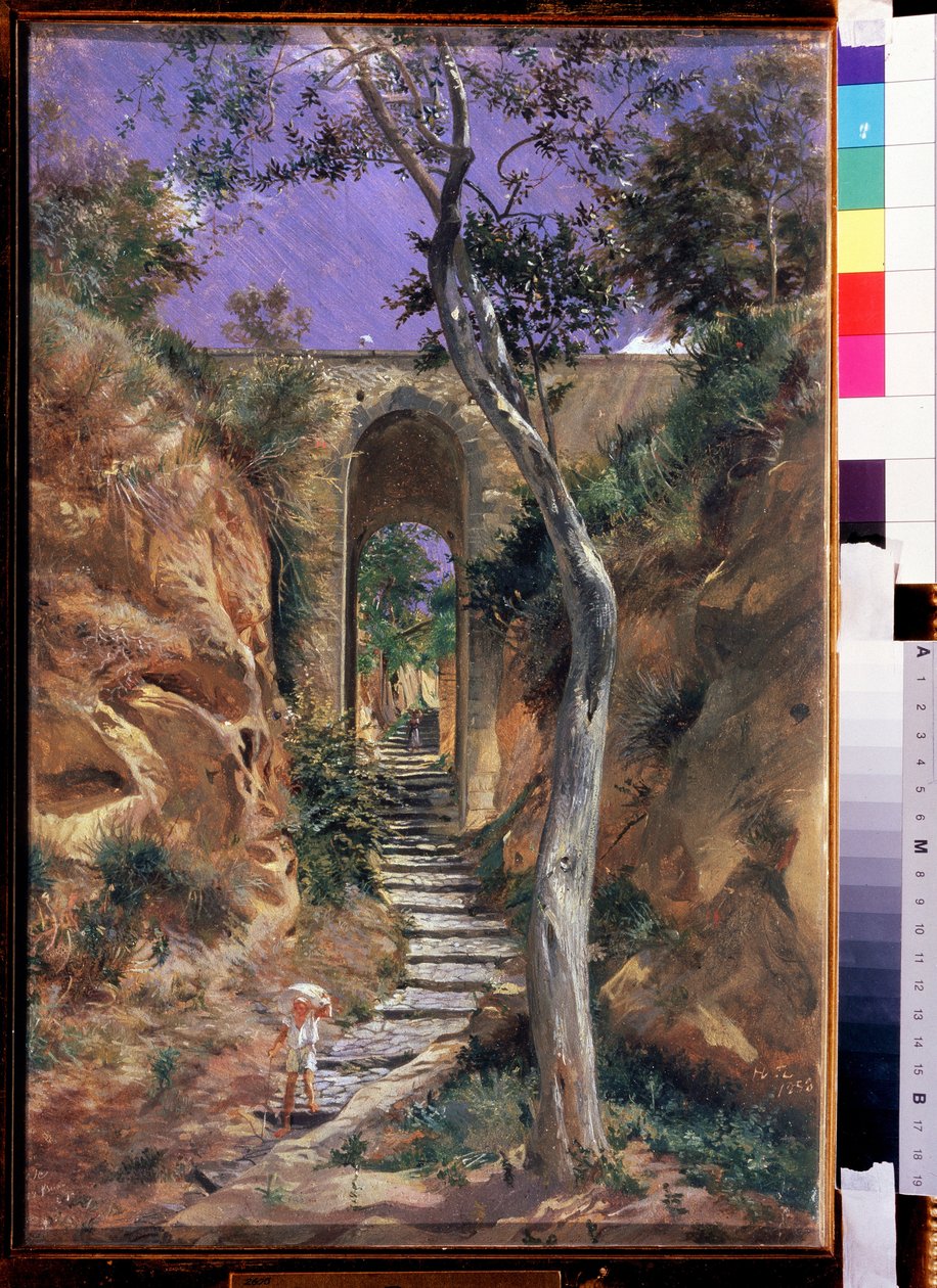 ""Vico Köprüsü (Korsika?)"" Nikolai Ge (Gay) (1831-1894) 1858 Dim. 45.5x30 cm Devlet Tretyakov Galerisi, Moskova by Nikolai Nikolajevitch Gay