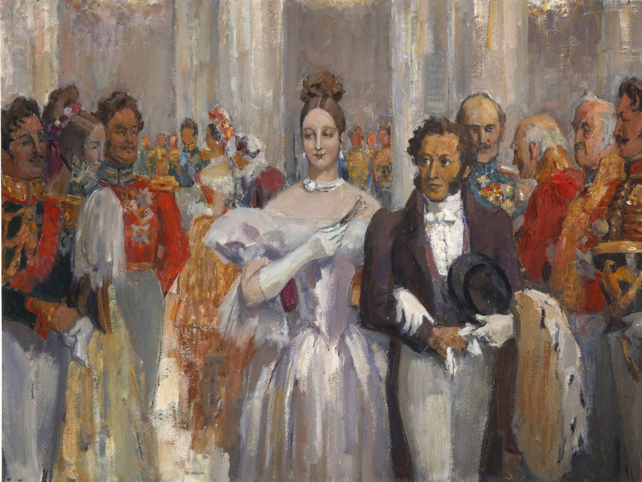 Alexander Puşkin, karısıyla baloda. by Nikolai Pavlovich Ulyanov
