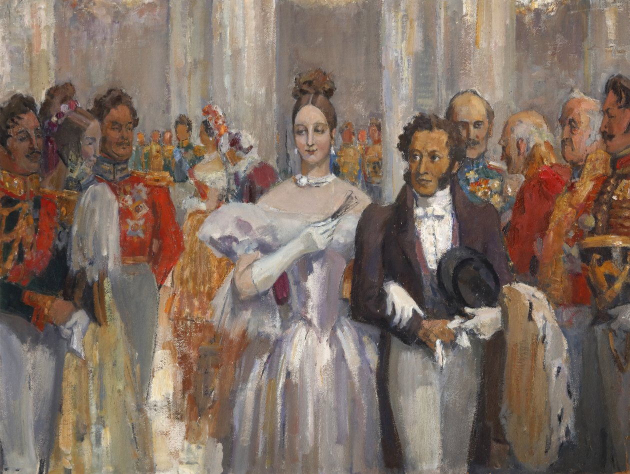 Alexander Puşkin, karısıyla baloda. by Nikolai Pavlovich Ulyanov