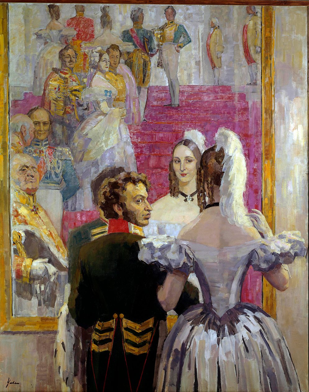 Rus şair Alexander Pushkin (Puşkin) (1799-1837) ve karısı Natalia Gontcharova (Goncharova) Anichkof Sarayı Balosunda. Nikolai Pavlovich Ulyanov