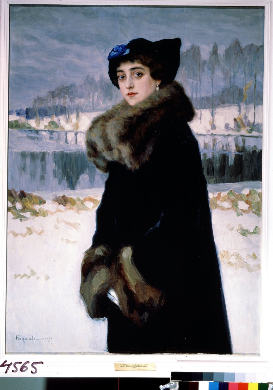 Portre de la balerin Lyudmila Mesaksudi Barash (Balerin Lyudmila Mesaksudi Barash'ın portresi). Peinture de Nikolai Petrovich Bogdanov Belsky (Bogdanov-Belsky) (Bogdanov Belski) (Bogdanov-Belski) (1868-1945). Tempera sur toile by Nikolai Petrovich Bogdanov Belsky