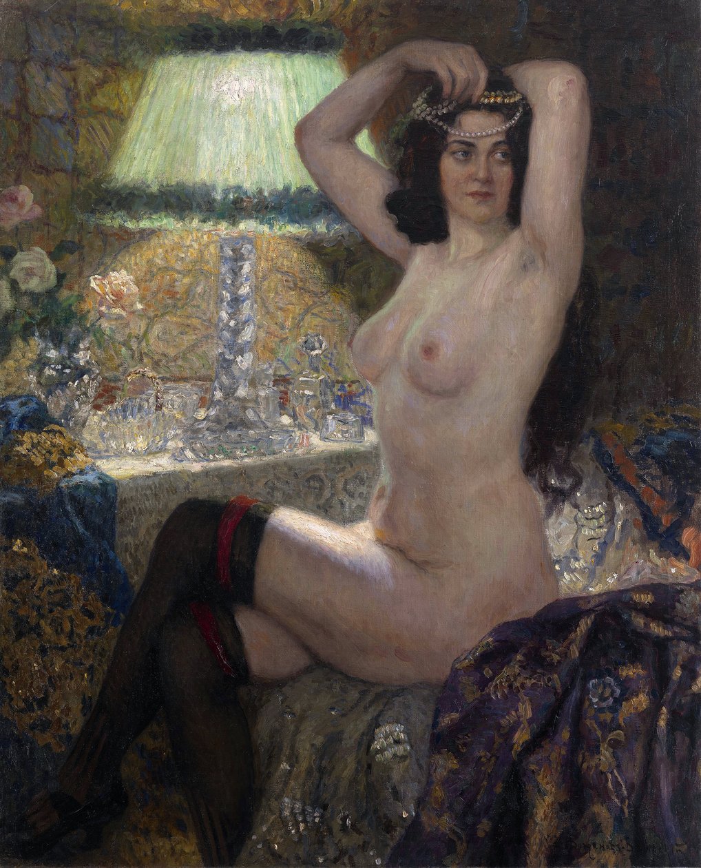Yeşil Lamba, 20. yüzyıl (tuval üzerine yağlı boya) by Nikolai Petrovich Bogdanov Belsky