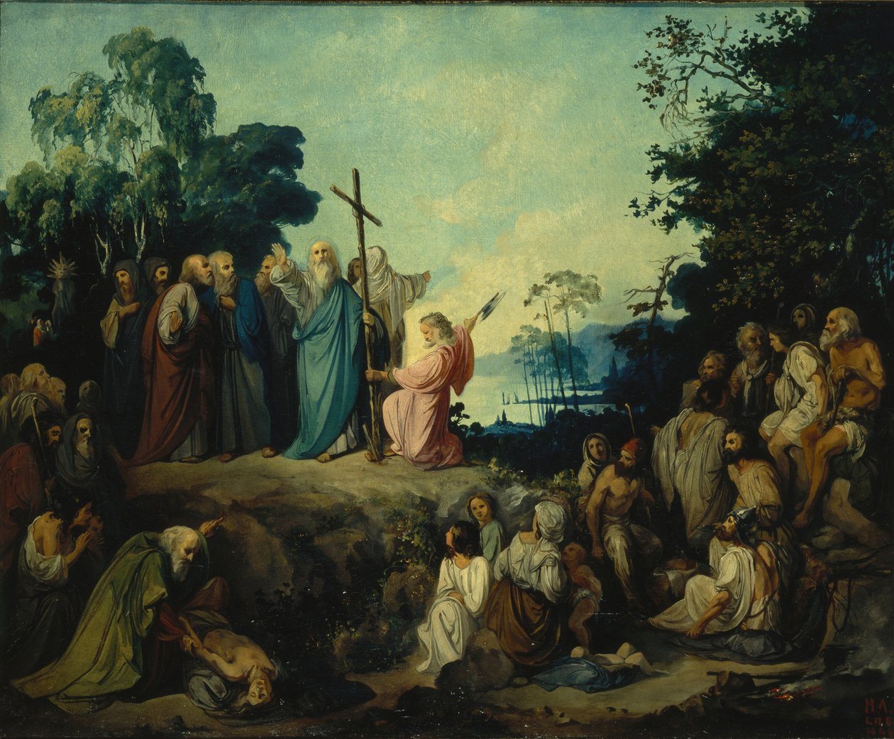 Havari Aziz Andrew, Kiev yüksekliklerinde bir haç dikiyor, 1848 by Nikolai Petrovich Lomtev