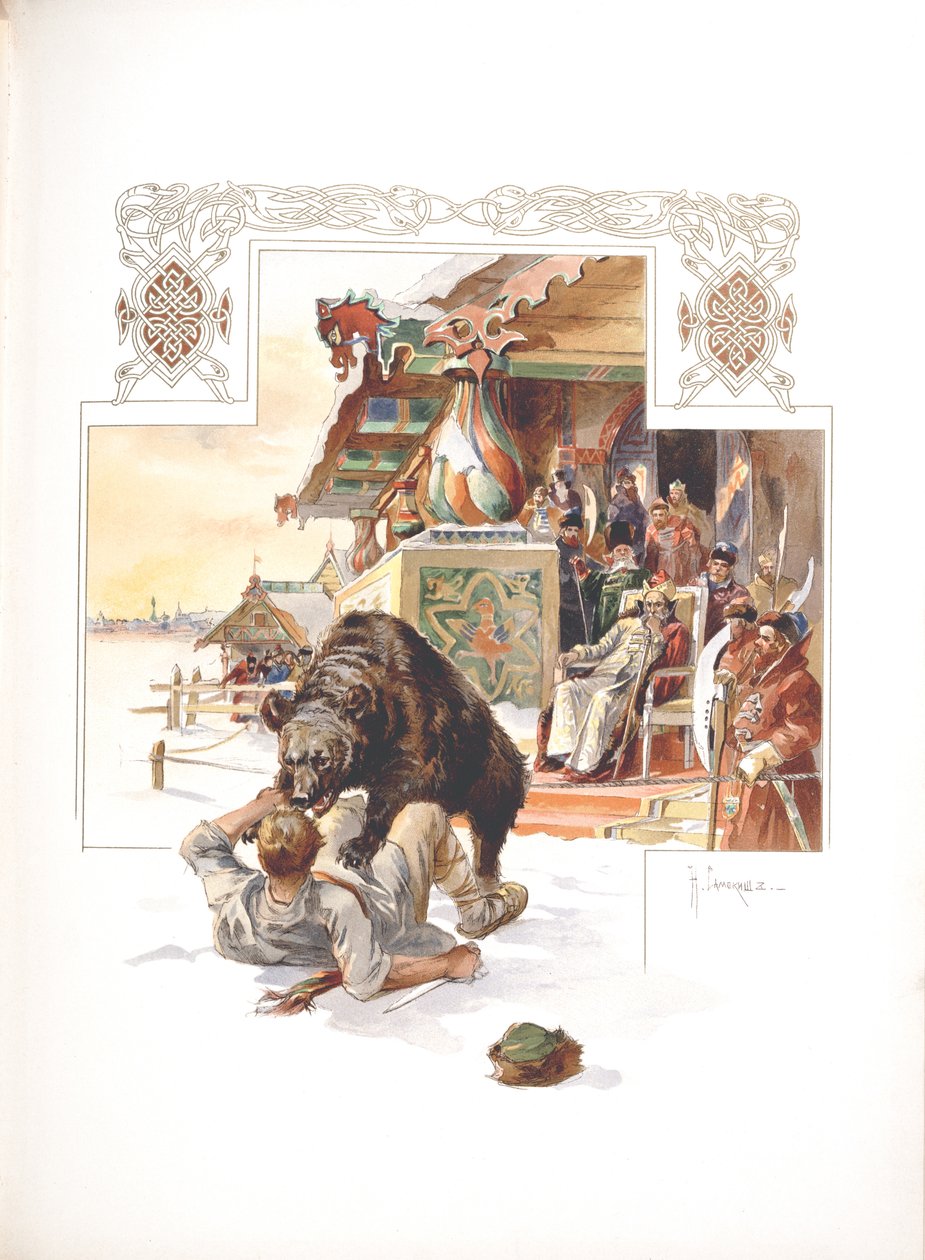 Ayı avı. N. Kutepov tarafından Rusya