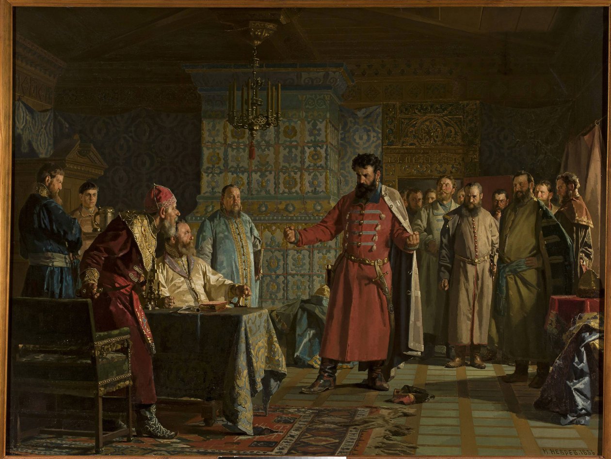 La querelle de Zakhary Petrovich Lyapunov (mort apres 1612) avec le tsar Vassili IV Chouiski (1552-1612) veya Kremlin - Zakhary Lyapunov
