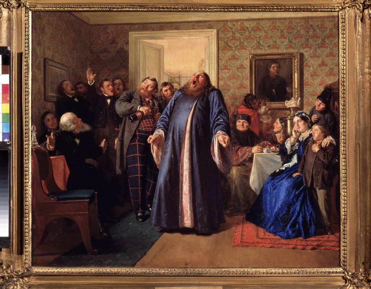 Tüccarın İsim Günü Şöleninde Bir Protodeacon. Nikolai Vasilyevich Nevrev (1830-1904), tuval üzerine yağlı boya, yaklaşık 1860. 19. yüzyıl Rus sanatı. Devlet Tretyakov Galerisi, Moskova by Nikolai Vasilievich Nevrev
