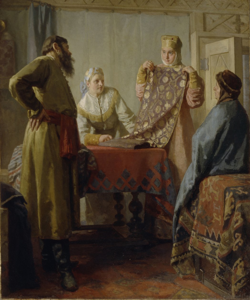 17. yüzyılın günlük yaşamından bir sahne, 19. yüzyılın ortalarında. by Nikolai Vasilyevich Nevrev