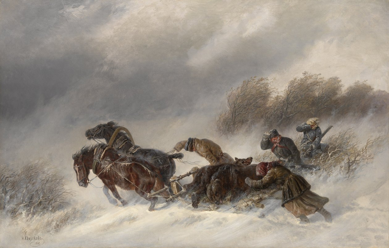 Ayı Avından Dönüş, 1881 by Nikolai Yegorovich Sverchkov