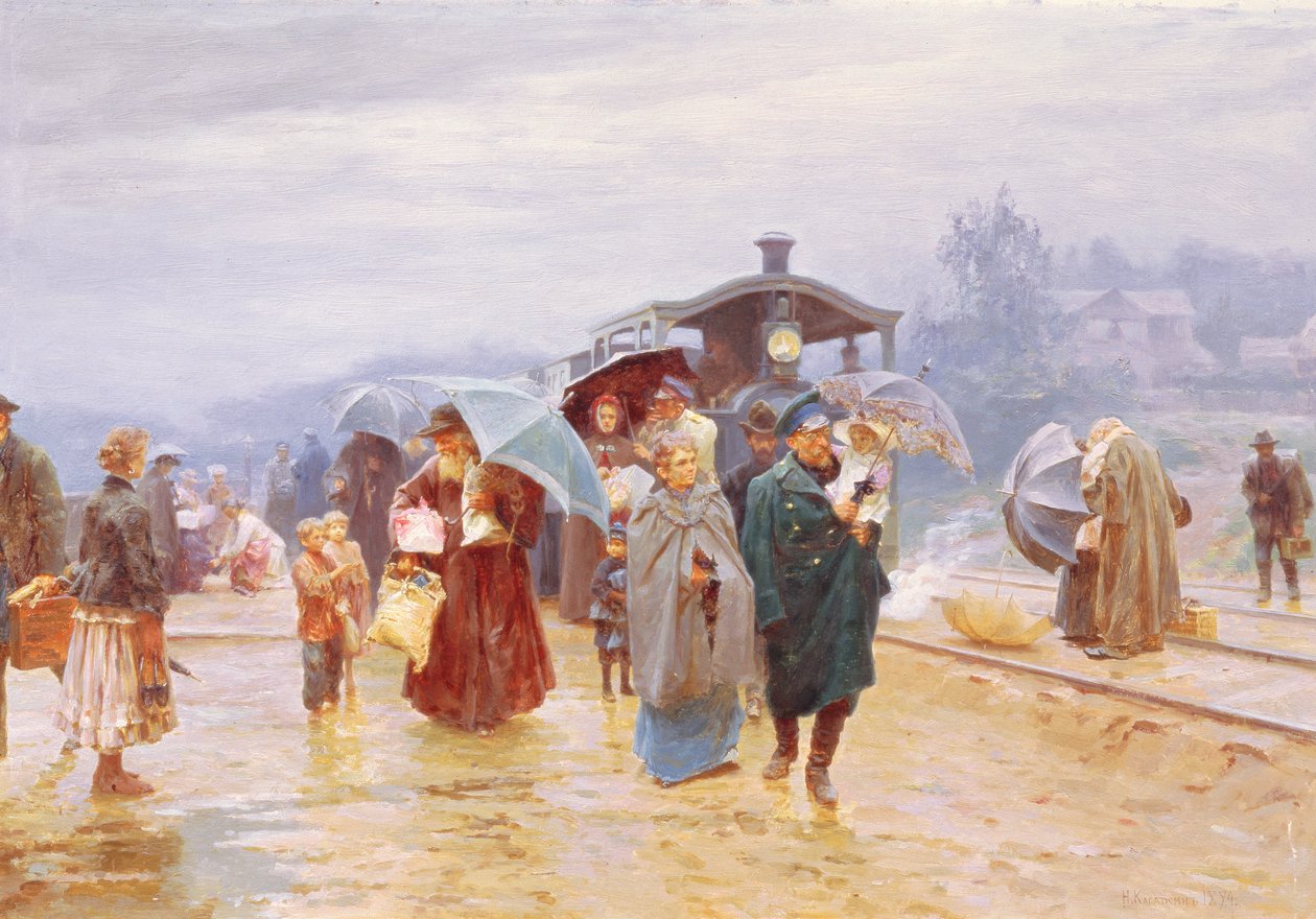 Tren geldi, 1894 by Nikolaj Alekseevich Kasatkin