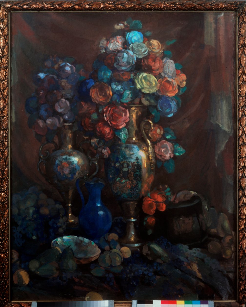 Doğa morte (Vazolar, fleurs ve meyveler) - Natürmort (Vazolar, çiçekler ve meyveler) - Nikolai Nikolayevich Sapunov