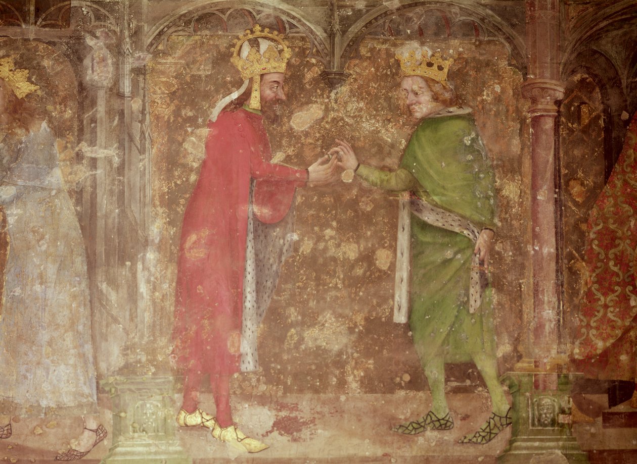The Holy Roman Emperor Charles IV receiving a thorn from the crown of Christ from the French king, Jean II, from the chapel of Our Lady, 1357-60  (see also 204544 and 397961) by Nikolaus Wurmser