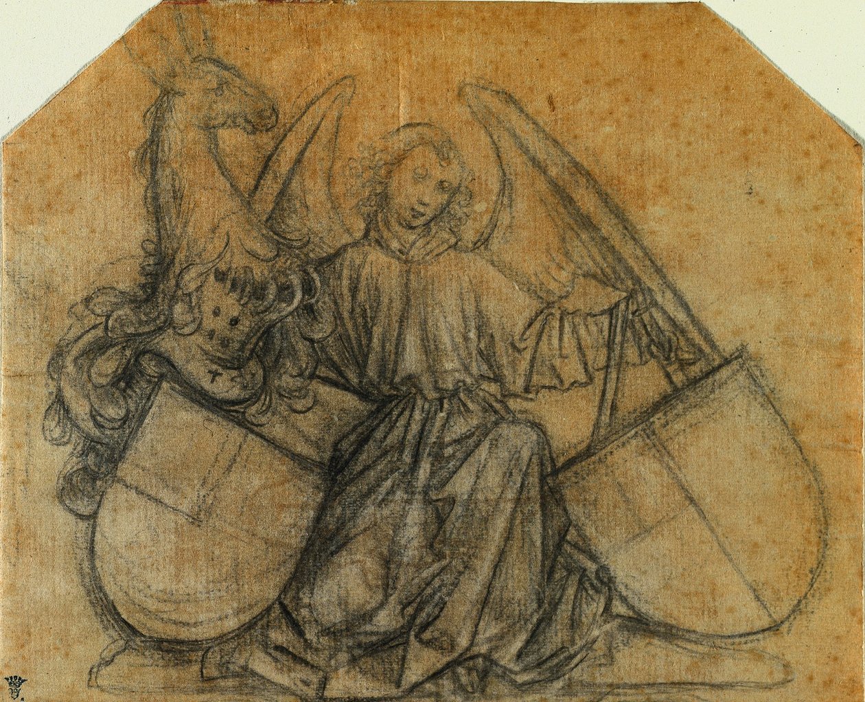İki Rozeti Destekleyen Bir Melek, c. 1470. by Nikolaus Gerhaert von Leyden
