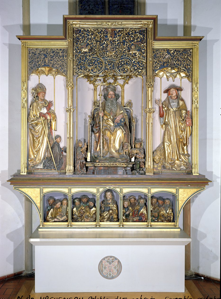 ಇಸೆನ್‌ಹೈಮ್ ಆಲ್ಟರ್‌ಪೀಸ್, c.1490 (ಗಿಲ್ಡೆಡ್ ವುಡ್)ಟರ್ಕ್‌ನಿಂದ ಮರದ ಶಿಲ್ಪಗಳ ಗುಂಪು by Nikolaus Hagenauer