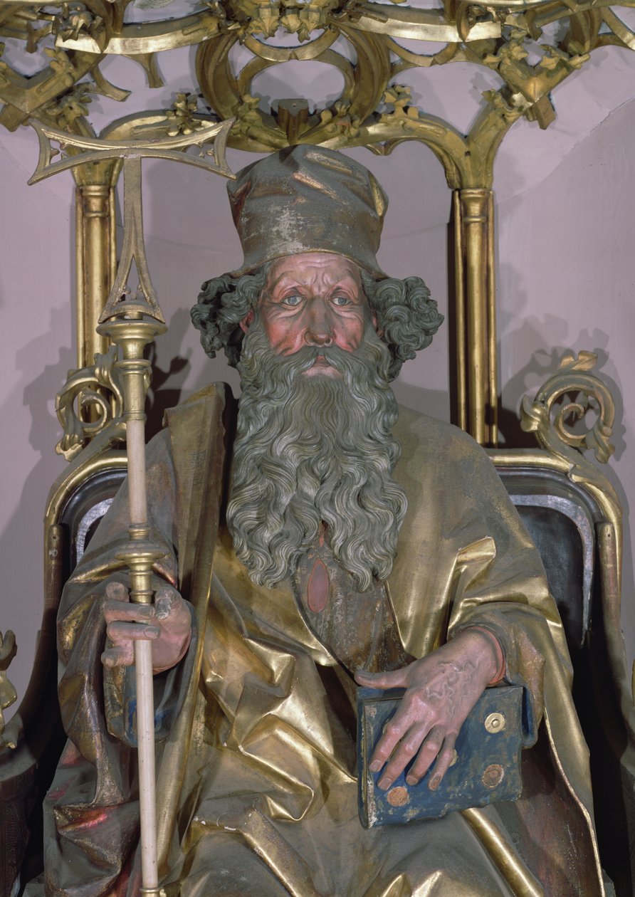 Isenheim Altarpiece, Saint Anthony the Hermit Saint Anthony detayı, ahşap üzerine c.1490 altın boya by Nikolaus Hagenauer