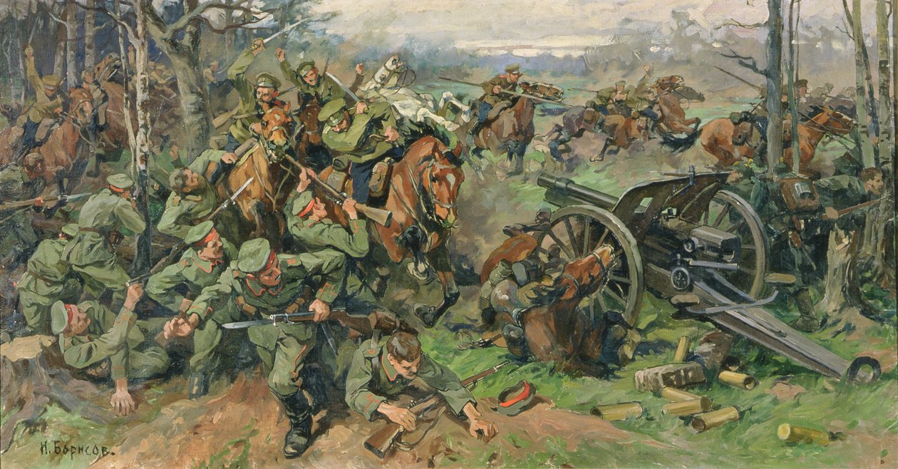 Rus Süvarileri 1915'te Alman Topçusunu Yüklerken by Nikolay Yakovlevich Borisov