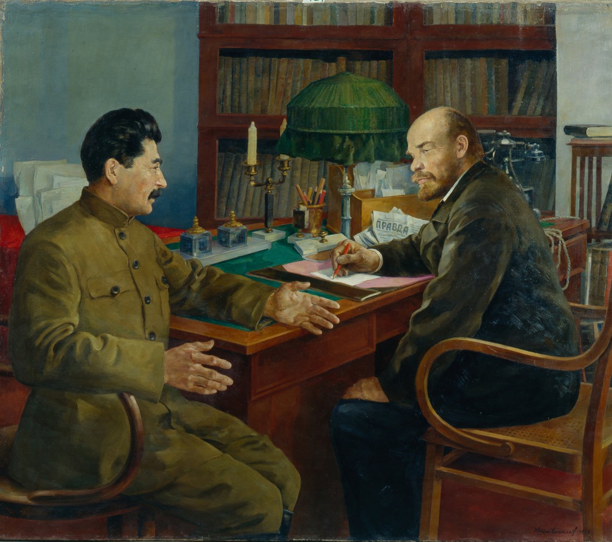 Lenin ve Stalin, 1938 by Nikolay Ivanovich Shestopalov