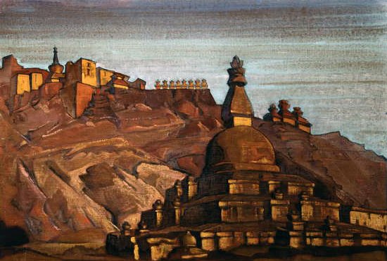 Tibet Manzarası, c.1920 (karton üzerine tempera) by Nikolay Konstantinovich Rerich