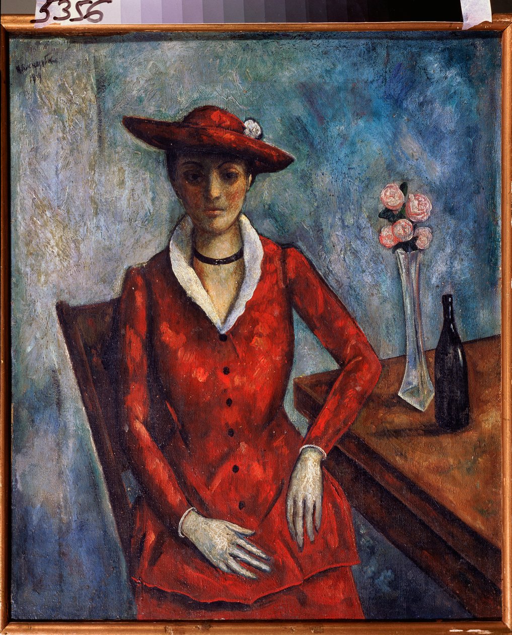 Kırmızılı bir kadın - Nikolai Vladimirovich Sinezubov'un (Nicolas Sinezuboff) (1891-1956), tuval üzerine yağlı boya tablosu by Nikolay Vladimirovic Sinezubov