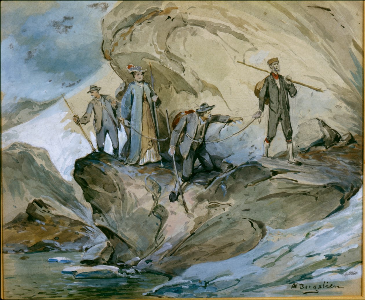 Hardanger buzulunda yürüyüş (kağıt üzerine sulu boya) by Nils Bergslien