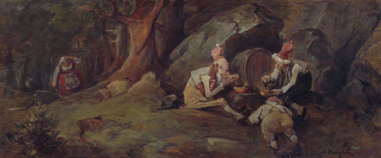 Bira içen Pixies (tuval üzerine yağlı boya) by Nils Bergslien