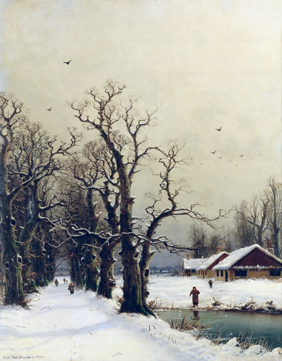 Kış sahnesi, 19. yüzyıl by Nils Hans Christiansen