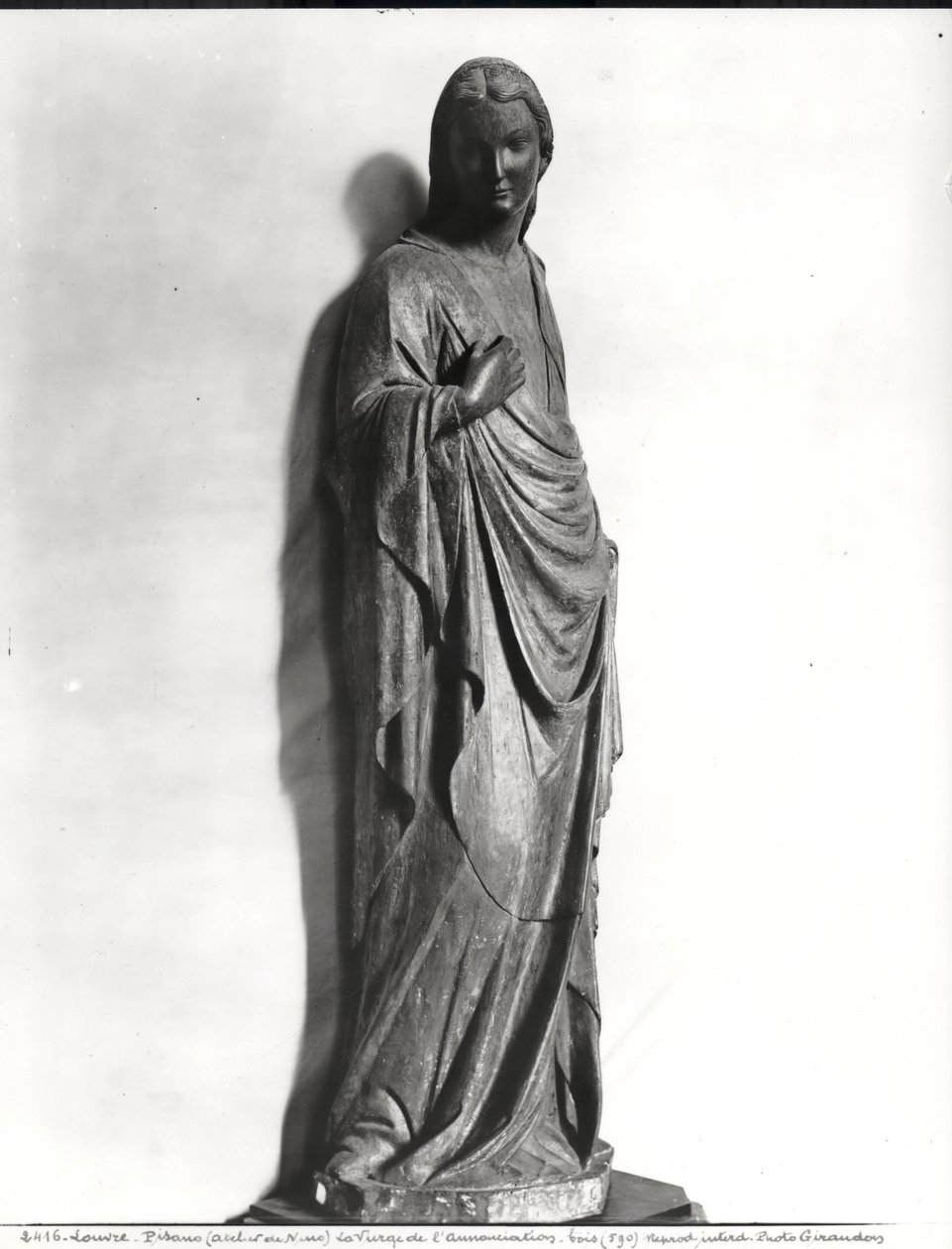 The Virgin of the Annunciation (wood) (bw photo) by Nino Pisano