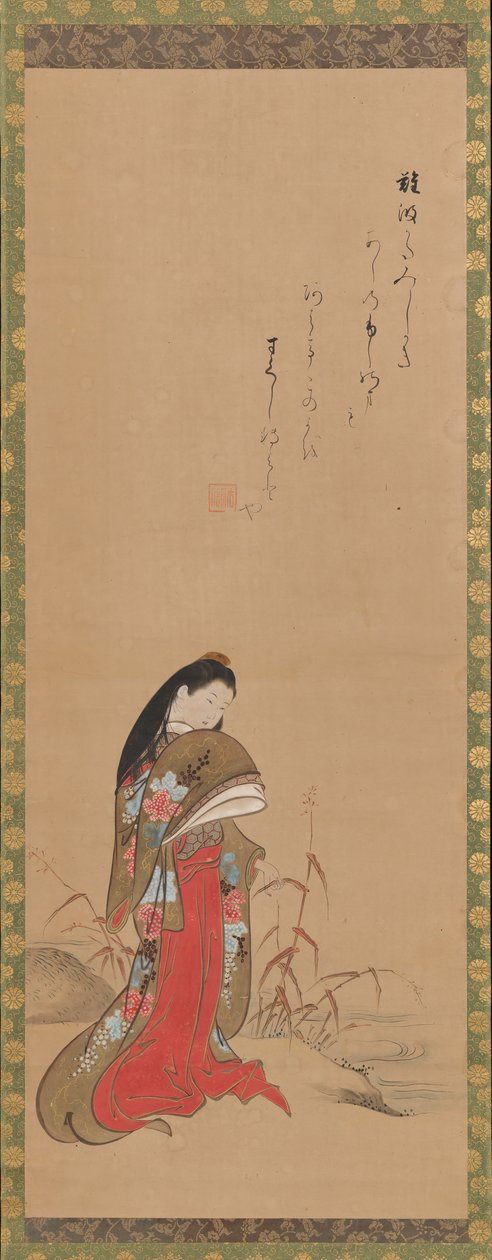 Nehir kıyısındaki Leydi Ise, 18. yüzyılın sonlarında. by Nishikawa Sukenobu