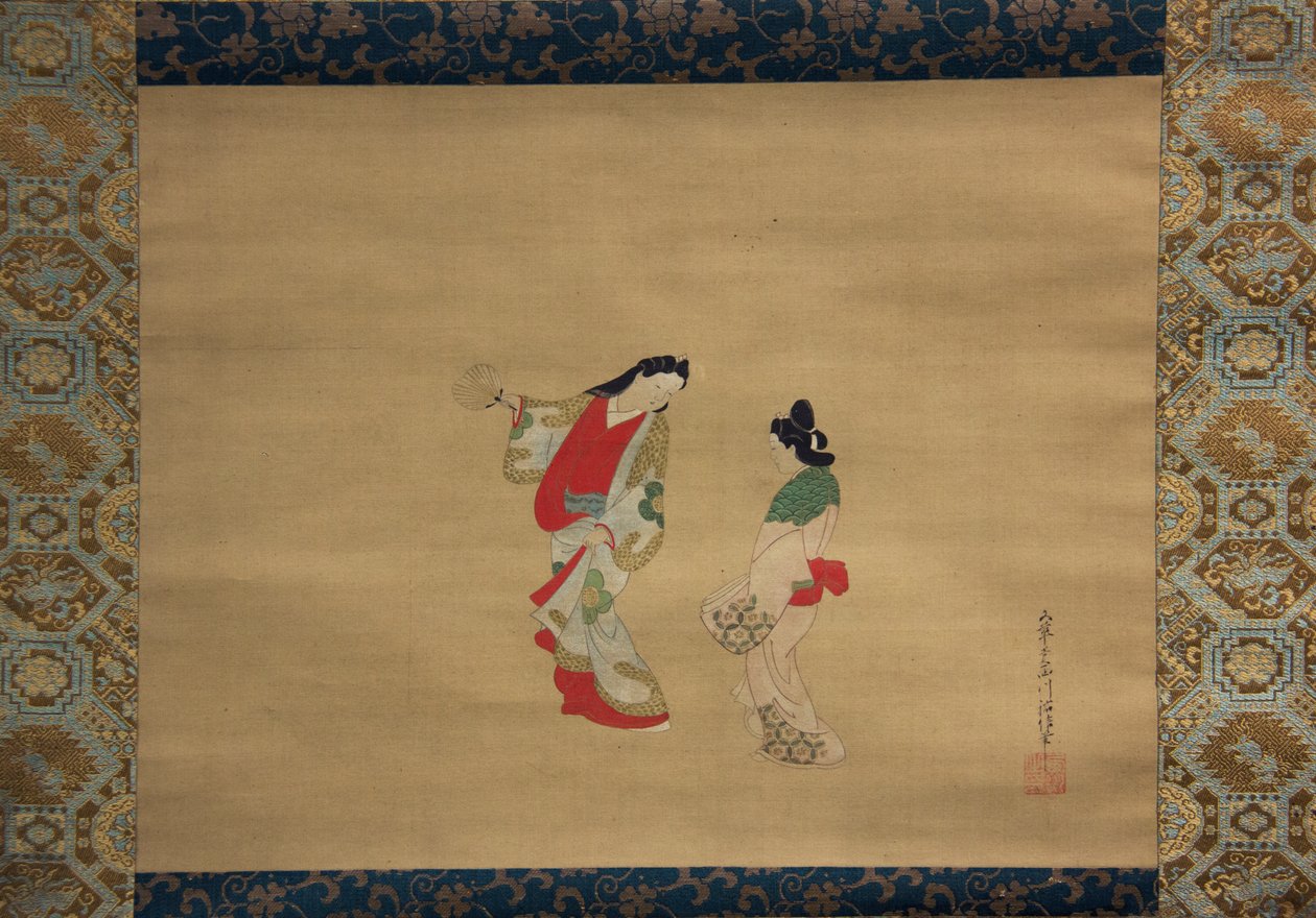 Kadın ve Görevlisi, 18. yüzyıl. by Nishikawa Sukenobu