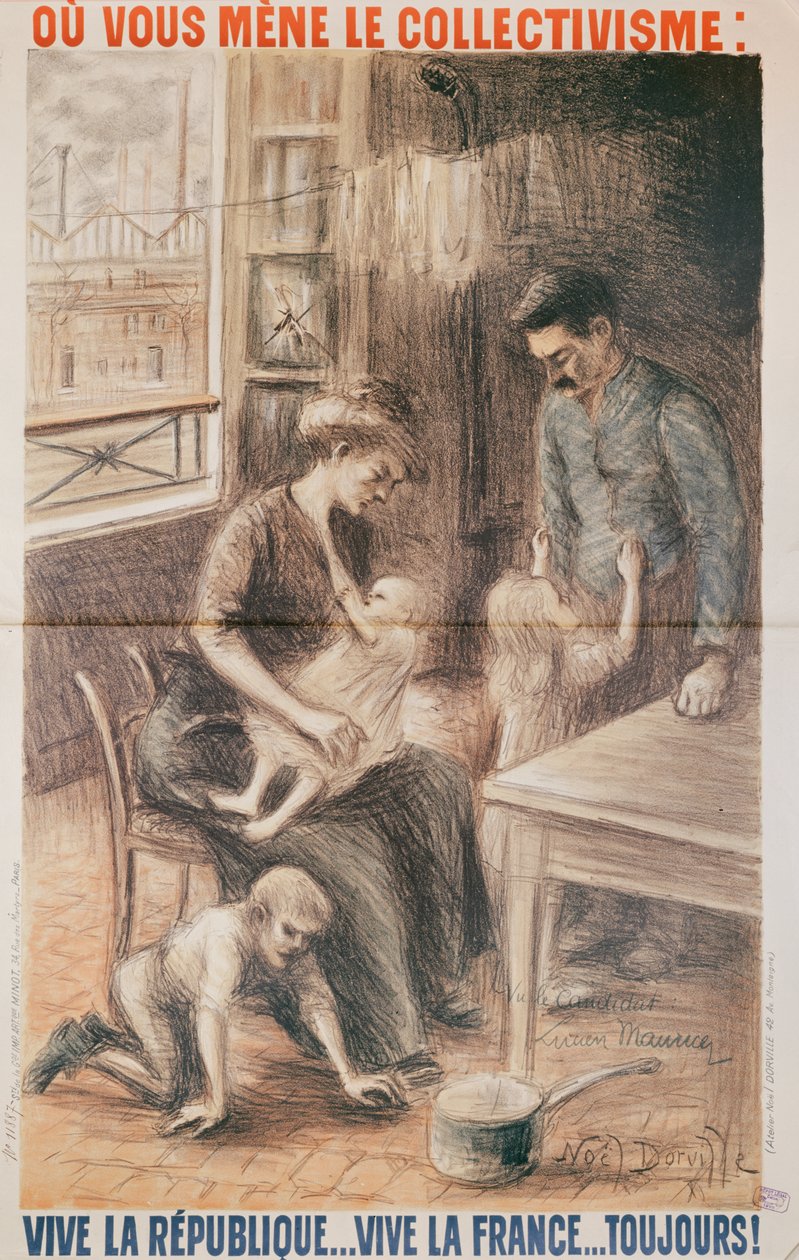 A Factory Workers House, election poster, 1909 colour litho by Noel Dorville