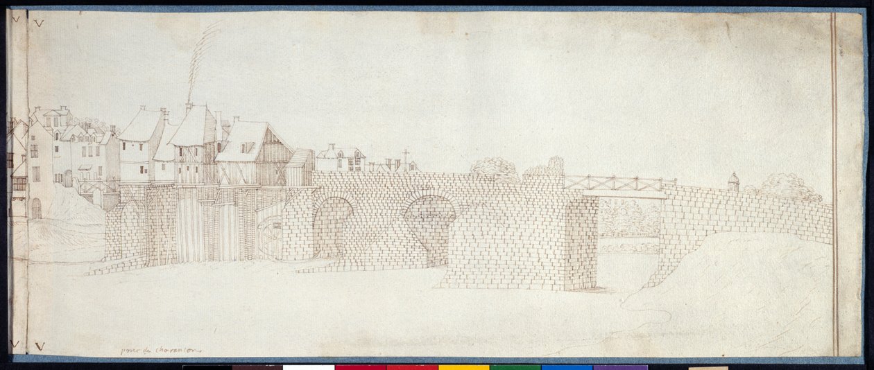 Charenton Panoraması (kağıt üzerinde kalem ve mürekkep) by Noel Gasselin