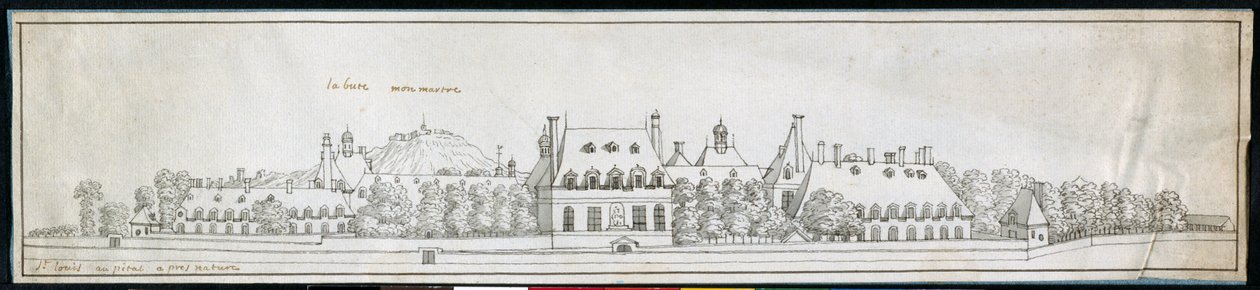 St Louis Hastanesi, c.1677 (kağıt üzerine kalem ve mürekkep) by Noel Gasselin