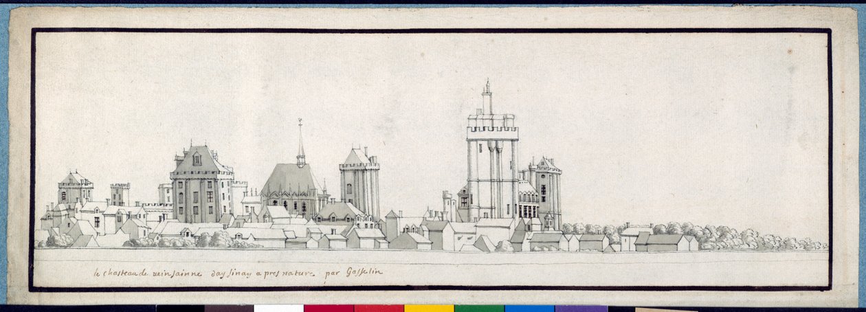 Chateau de Vincennes (kağıt üzerinde yıkanmış kalem ve mürekkep) by Noel Gasselin