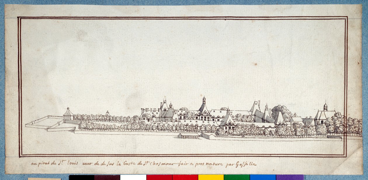 St Louis Hastanesi (kağıt üzerinde yıkama ile kalem ve mürekkep) by Noel Gasselin
