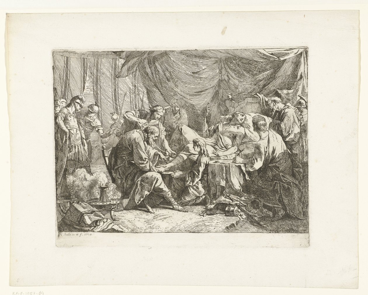 De dood van Antiochus Antiochus düştükten sonra bandajlandı by Noel Halle