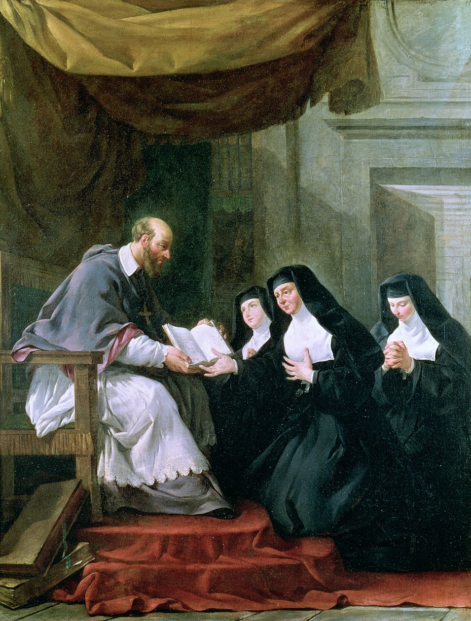 St. Francois de Sales (1567-1622) Giving the Rule of the Visitation to St. Jeanne de Chantal (1572-1641)  by Noel Halle