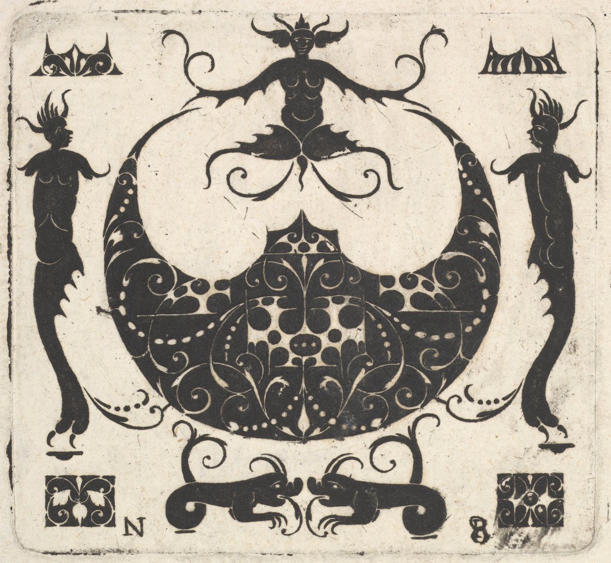 Ay şeklindeki Halka Bezel ve Grotesk Figürler, yakl. 1620-30. by Noel Rouillard