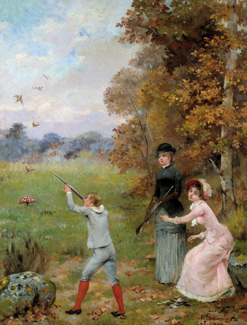 Küçük Avcı Tablosu Noel Saunier (1847-1890) 19. yüzyıl Özel Koleksiyonu by Noel Saunier