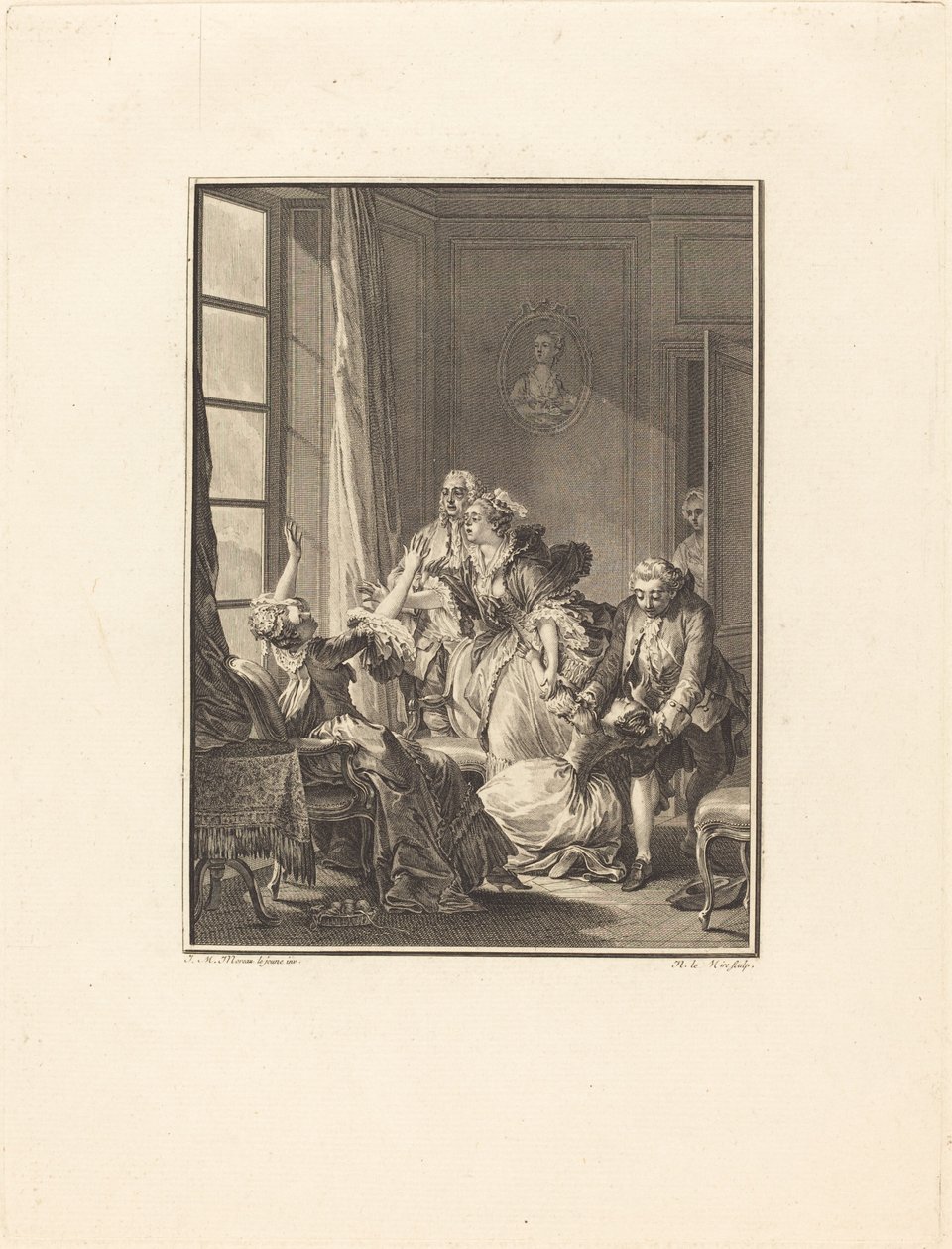 Julie bir koltukta bayılıyor by Noël Le Mire after Jean Michel Moreau