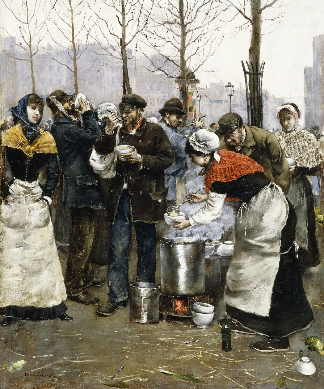 Bir Kış Gününde Kitlelere Çorba, Paris, 1881 by Norbert Goeneutte