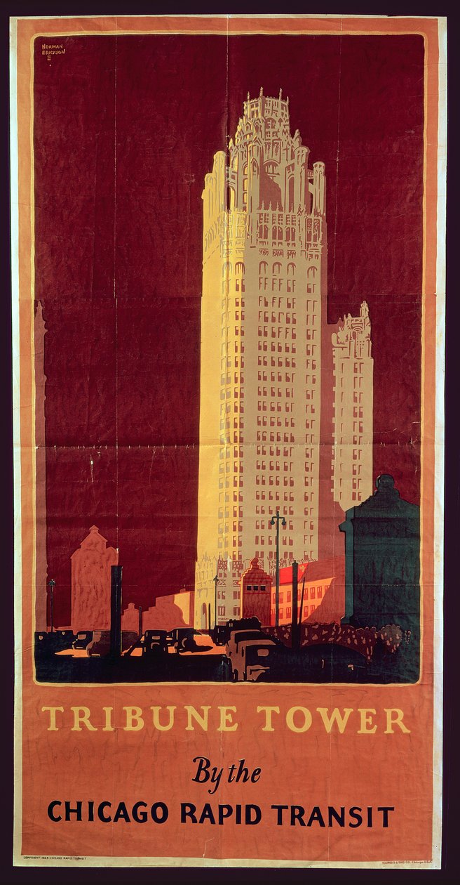 Tribune Tower, Chicago Rapid Transit Company tarafından yayınlandı, ABD, 1925 by Norman Erickson
