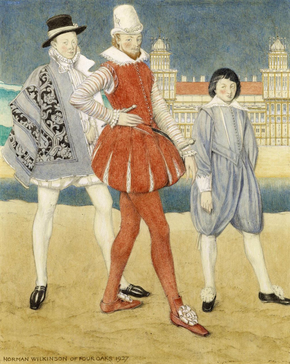 Mercutio ve Benvolio -? Romeo ve Juliet, 1927 (kağıt üzerinde wc) by Norman Wilkinson
