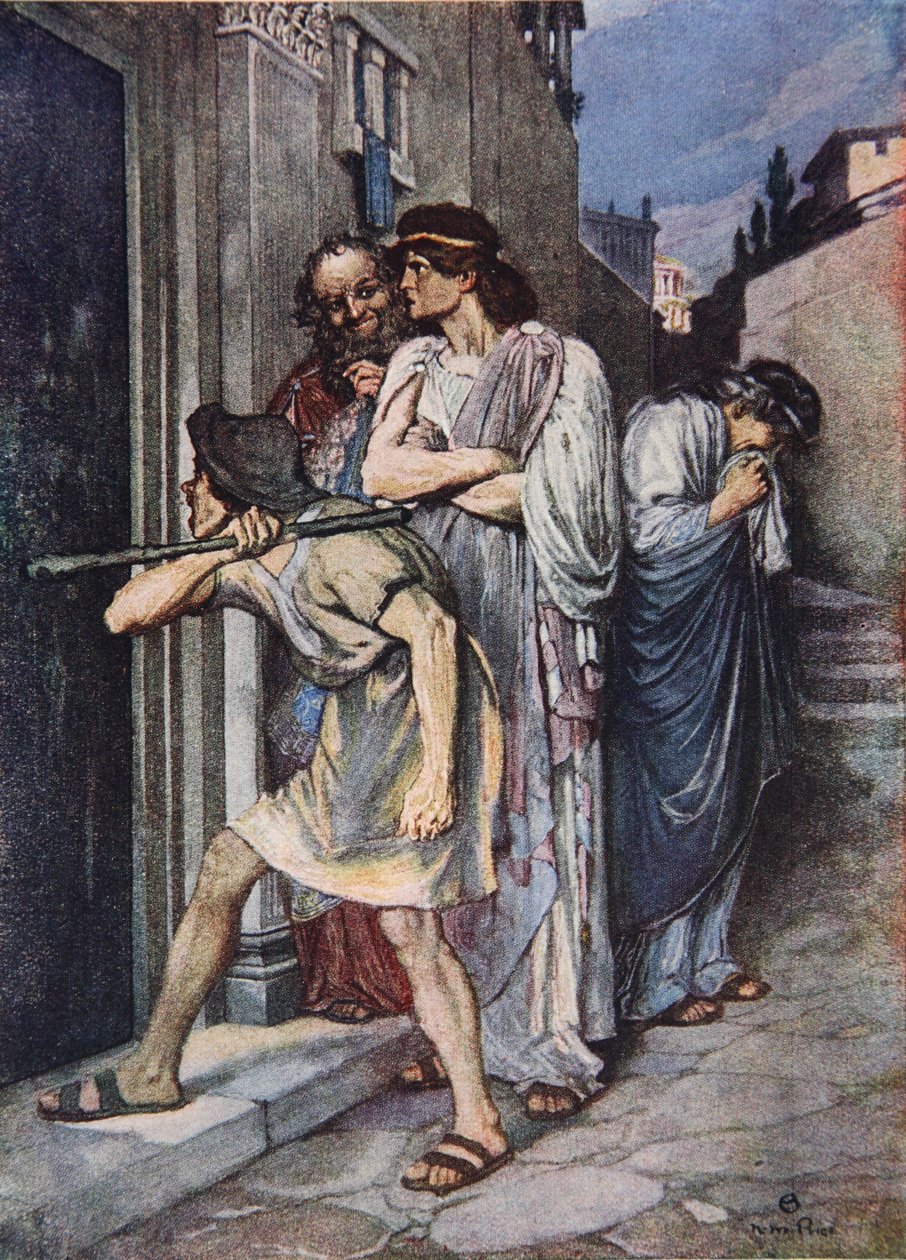 'Ustamı içeri al', Hatalar Komedisi, III. Perde Sahne 1, Charles ve Mary Lamb tarafından 'Shakespeare'den Masallar'dan bir örnek by Norman Mills (after) Price