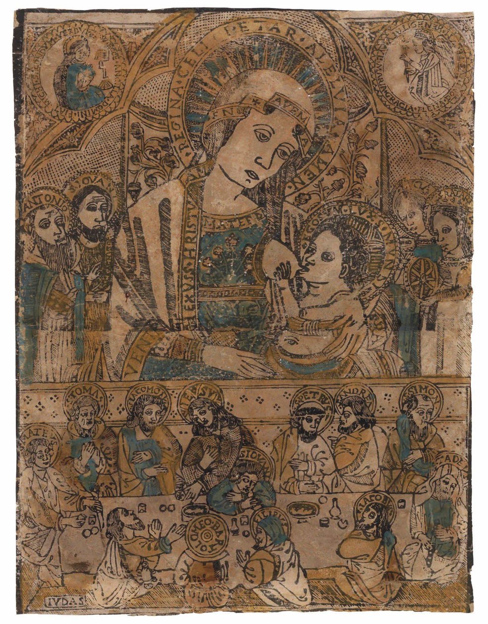Son Akşam Yemeği ile Madonna laktanlar (tahta baskı) by Northern Italian School