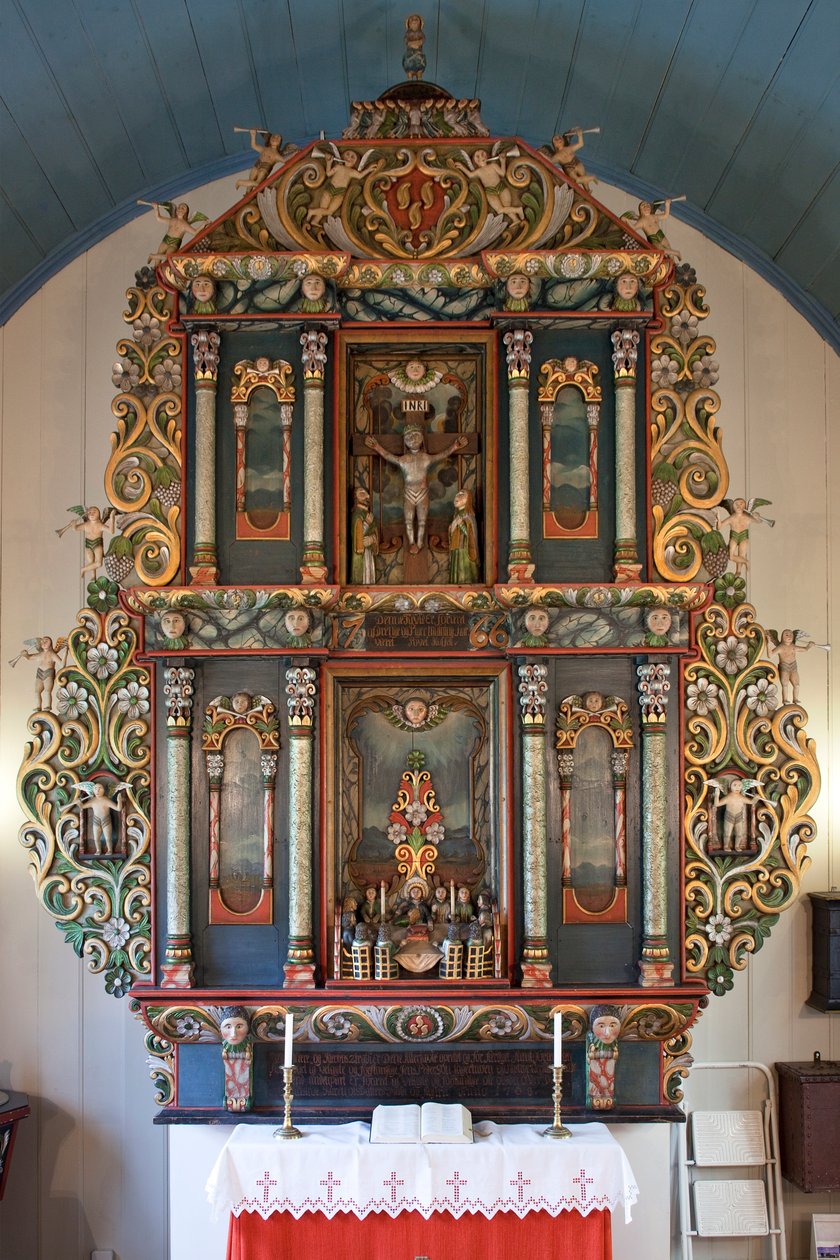 Altarpiece, Mo I Rana kilisesi, 1765 (boyalı ahşap) by Norwegian School