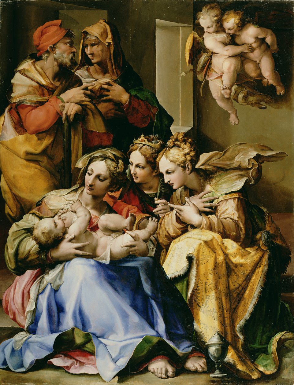 Aziz Anne, İskenderiyeli Catherine ve Mecdelli Meryem ile Kutsal Aile, c.1560-9 by Nosadella