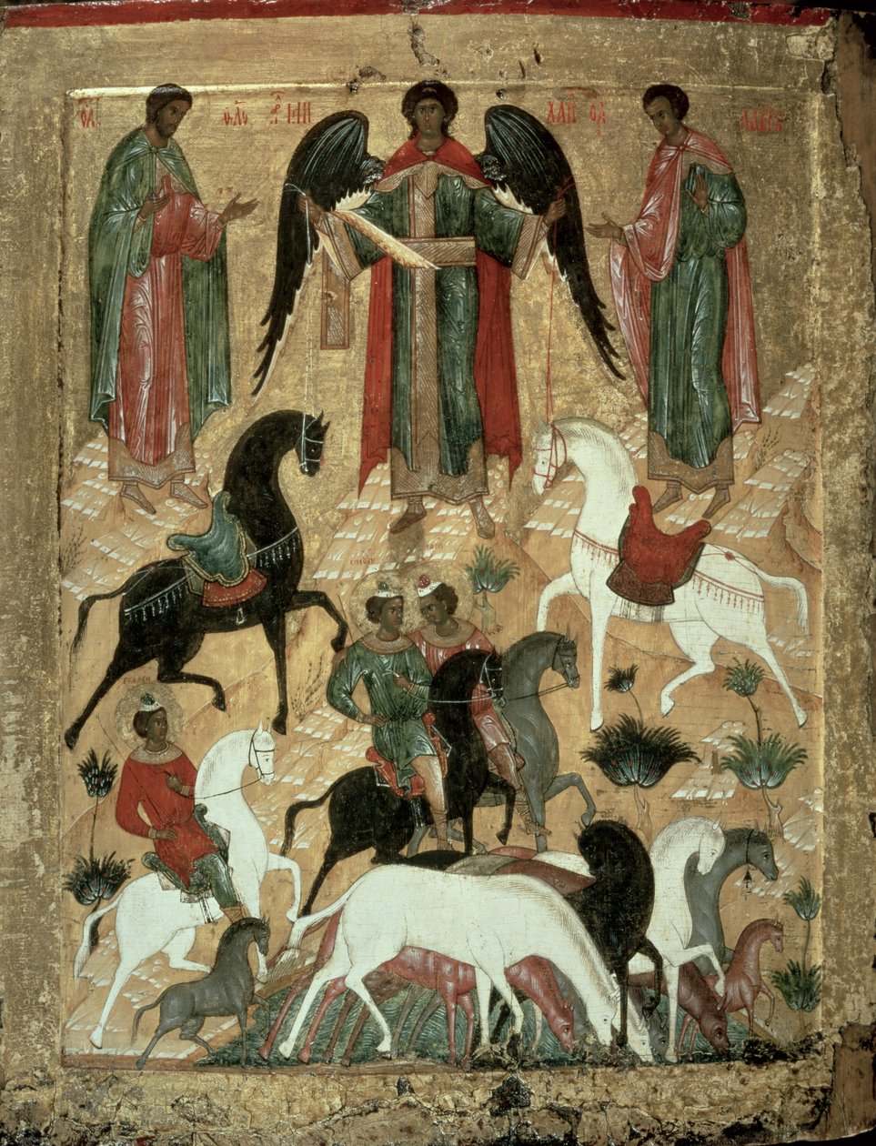 SS. Florus ve Laurus (panelde tempera) by Novgorod School