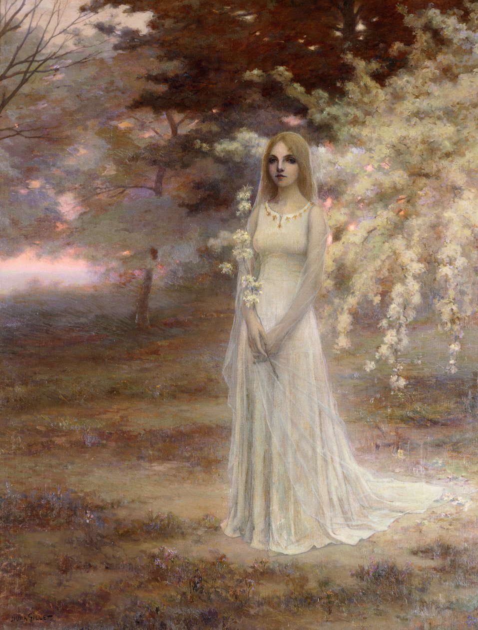 Misty Morning (tuval üzerine yağlı boya, çerçeveli) by Numa Francois Gillet
