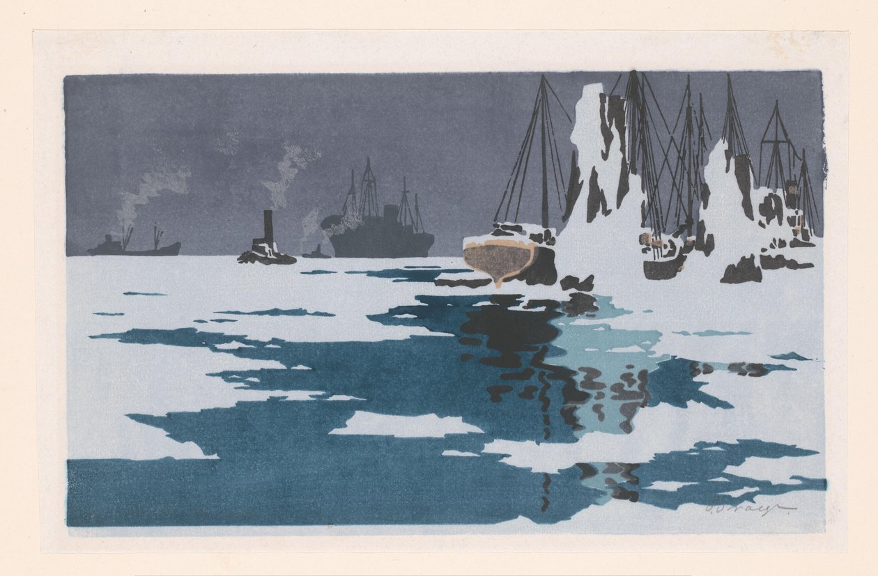 Bremerhaven manzarası by O. Droegl (signed by artist)