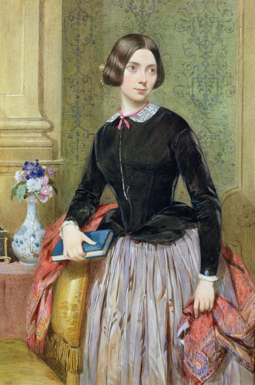 Portrait of a Lady (wc with gouache on paper) by Octavius Oakley